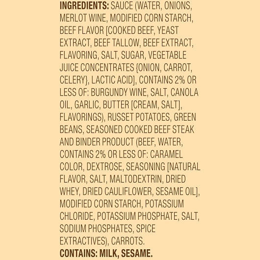 "Healthy Choice Gluten Free Café Steamers Beef Merlot – A savory, gluten-free meal featuring tender beef, rich merlot sauce, and wholesome vegetables. Ideal for a GLP-1 diet, this meal is high in protein, low in carbs, and steam-cooked to preserve flavor and nutrients. Supports weight management, blood sugar stability, and satiety, offering a convenient, restaurant-quality option for health-conscious individuals ingredients