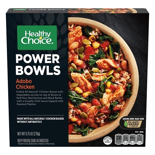 Healthy Choice Power Bowls Classic Adobo Chicken with grilled chicken, rice, and vegetables in a savory adobo sauce GLP-1 diet support high protein