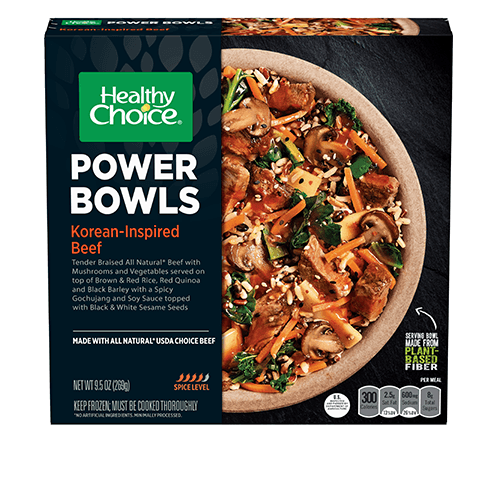 Healthy Choice Power Bowls Classic Korean-Inspired Beef with tender beef, rice, and vegetables in a bold Korean-style sauce GLP-1 diet support high protein