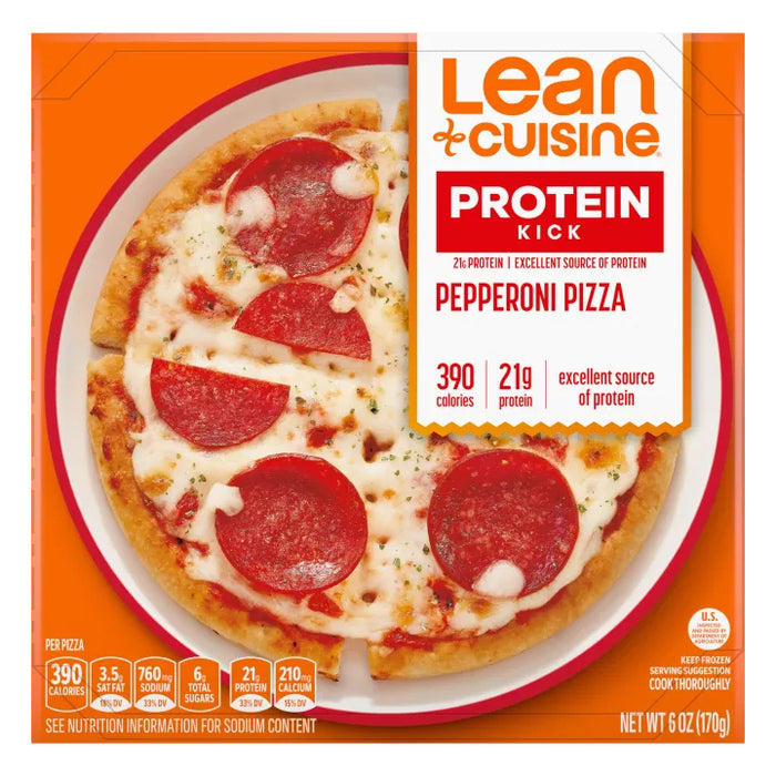 Lean Cuisine Pepperoni Traditional Mini Personal Pizza – A flavorful, portion-controlled frozen pizza with pepperoni and a traditional crust. Ideal for a GLP-1 diet, this meal is lower in calories and carbs compared to regular pizza, offering a satisfying yet guilt-free option. Pair with a side of vegetables or lean protein to boost satiety, support weight management, and maintain blood sugar control, making it a convenient choice for a quick and enjoyable lunch or dinner.